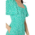 Green - Side - Dorothy Perkins Womens-Ladies Ditsy Print Square Neck Flutter Midi Dress