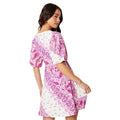 Pink-White - Back - Dorothy Perkins Womens-Ladies Wrap Petite Puff Sleeve Mini Dress