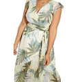 Green - Side - Dorothy Perkins Womens-Ladies Tropical Ruffle Hem Plus Midi Dress