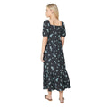 Black-Blue - Back - Dorothy Perkins Womens-Ladies Floral Square Neck Petite Midi Dress