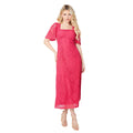 Hot Pink - Front - Dorothy Perkins Womens-Ladies Lace Detail Square Neck Midi Dress