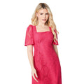 Hot Pink - Side - Dorothy Perkins Womens-Ladies Lace Detail Square Neck Midi Dress