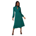 Bottle Green - Front - Dorothy Perkins Womens-Ladies Keyhole Midi Dress