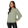 Khaki Green - Front - Dorothy Perkins Womens-Ladies Keyhole Blouse