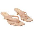 Beige - Front - Dorothy Perkins Womens-Ladies Tiana Toe Post Kitten Heel Mule Sandals