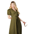 Khaki Green - Side - Dorothy Perkins Womens-Ladies Button-Down Puff Sleeve Midi Dress