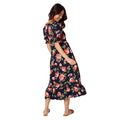 Navy - Back - Dorothy Perkins Womens-Ladies Floral Tiered Petite Midi Dress