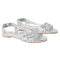 Silver - Front - Dorothy Perkins Womens-Ladies Jocelyn Plaited Leather Wide Flat Sandals