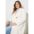 Cream - Pack Shot - Dorothy Perkins Womens-Ladies Button Wrap Plus Coat