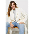 Cream - Close up - Dorothy Perkins Womens-Ladies Button Wrap Plus Coat