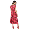 Red - Back - Dorothy Perkins Womens-Ladies Roses V Neck Ruched Midi Dress