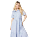 Blue - Lifestyle - Dorothy Perkins Womens-Ladies Striped Waist Tie Midi Shirt Dress