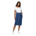 Indigo - Side - Dorothy Perkins Womens-Ladies Denim Button Through Maxi Skirt