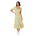 Yellow-Green-Pink - Front - Dorothy Perkins Womens-Ladies Floral Tiered Midi Dress