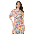 Multicoloured - Side - Dorothy Perkins Womens-Ladies Floral Bow Angel Sleeve Midi Dress