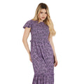 Lilac - Side - Dorothy Perkins Womens-Ladies Animal Print Shirred Midi Dress