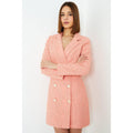 Peach - Front - Dorothy Perkins Womens-Ladies Lace Double-Breasted Petite Blazer Dress