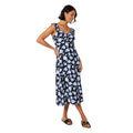 Black-Blue - Front - Dorothy Perkins Womens-Ladies Floral Ruched Front Sleeveless Midi Dress