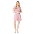 Blush - Side - Dorothy Perkins Womens-Ladies Lace Chiffon Pleated Mini Dress