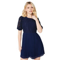 Navy - Front - Dorothy Perkins Womens-Ladies Lace Chiffon Pleated Mini Dress