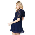 Navy - Back - Dorothy Perkins Womens-Ladies Lace Chiffon Pleated Mini Dress