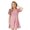 Blush - Front - Dorothy Perkins Womens-Ladies Lace Chiffon Pleated Mini Dress