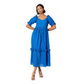 Blue - Front - Dorothy Perkins Womens-Ladies Broderie Tiered Frill Midi Dress