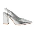 Silver - Back - Dorothy Perkins Womens-Ladies Devana Sling Back High Block Heel Court Shoes