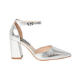 Silver - Back - Dorothy Perkins Womens-Ladies Blanche Pointed Ankle Strap High Block Heel Court Shoes