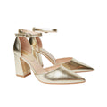 Gold - Front - Dorothy Perkins Womens-Ladies Blanche Pointed Ankle Strap High Block Heel Court Shoes