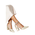 Gold - Side - Dorothy Perkins Womens-Ladies Blanche Pointed Ankle Strap High Block Heel Court Shoes