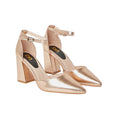 Rose Gold - Front - Dorothy Perkins Womens-Ladies Blanche Pointed Ankle Strap High Block Heel Court Shoes