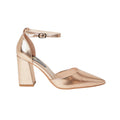 Rose Gold - Back - Dorothy Perkins Womens-Ladies Blanche Pointed Ankle Strap High Block Heel Court Shoes