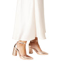 Rose Gold - Side - Dorothy Perkins Womens-Ladies Blanche Pointed Ankle Strap High Block Heel Court Shoes