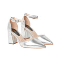 Silver - Front - Dorothy Perkins Womens-Ladies Blanche Pointed Ankle Strap High Block Heel Court Shoes