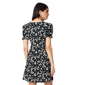 Black - Back - Dorothy Perkins Womens-Ladies Daisy V Neck Short-Sleeved Mini Dress