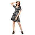 Black - Pack Shot - Dorothy Perkins Womens-Ladies Daisy V Neck Short-Sleeved Mini Dress