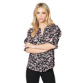 Black-Pink - Front - Dorothy Perkins Womens-Ladies Floral Overhead Petite Half-Sleeved Blouse