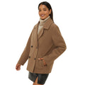 Mink - Front - Dorothy Perkins Womens-Ladies Contrast Contrast Button Peacoat