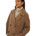 Mink - Side - Dorothy Perkins Womens-Ladies Contrast Contrast Button Peacoat