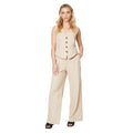 Camel - Side - Dorothy Perkins Womens-Ladies Linen-Look Petite Waistcoat