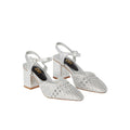 Silver - Front - Dorothy Perkins Womens-Ladies Skylar Woven Sling Back Medium Block Court Shoes