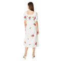 Ivory - Back - Dorothy Perkins Womens-Ladies Embroidered Poplin Shirred Midi Dress