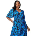 Blue - Side - Dorothy Perkins Womens-Ladies Leopard Print Button Front Plus Midi Dress