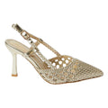 Gold - Back - Dorothy Perkins Womens-Ladies Darlena Basket Weave Sling Back High Heel Court Shoes