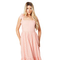 Pink - Side - Dorothy Perkins Womens-Ladies Broderie Tie Shoulder Midi Dress