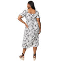 Ivory - Back - Dorothy Perkins Womens-Ladies Floral Square Neck Tie Sleeves Midi Dress