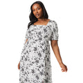 Ivory - Side - Dorothy Perkins Womens-Ladies Floral Square Neck Tie Sleeves Midi Dress