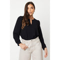 Black - Front - Dorothy Perkins Womens-Ladies Overhead Petite Long-Sleeved Blouse