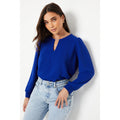 Cobalt - Front - Dorothy Perkins Womens-Ladies Overhead Petite Long-Sleeved Blouse